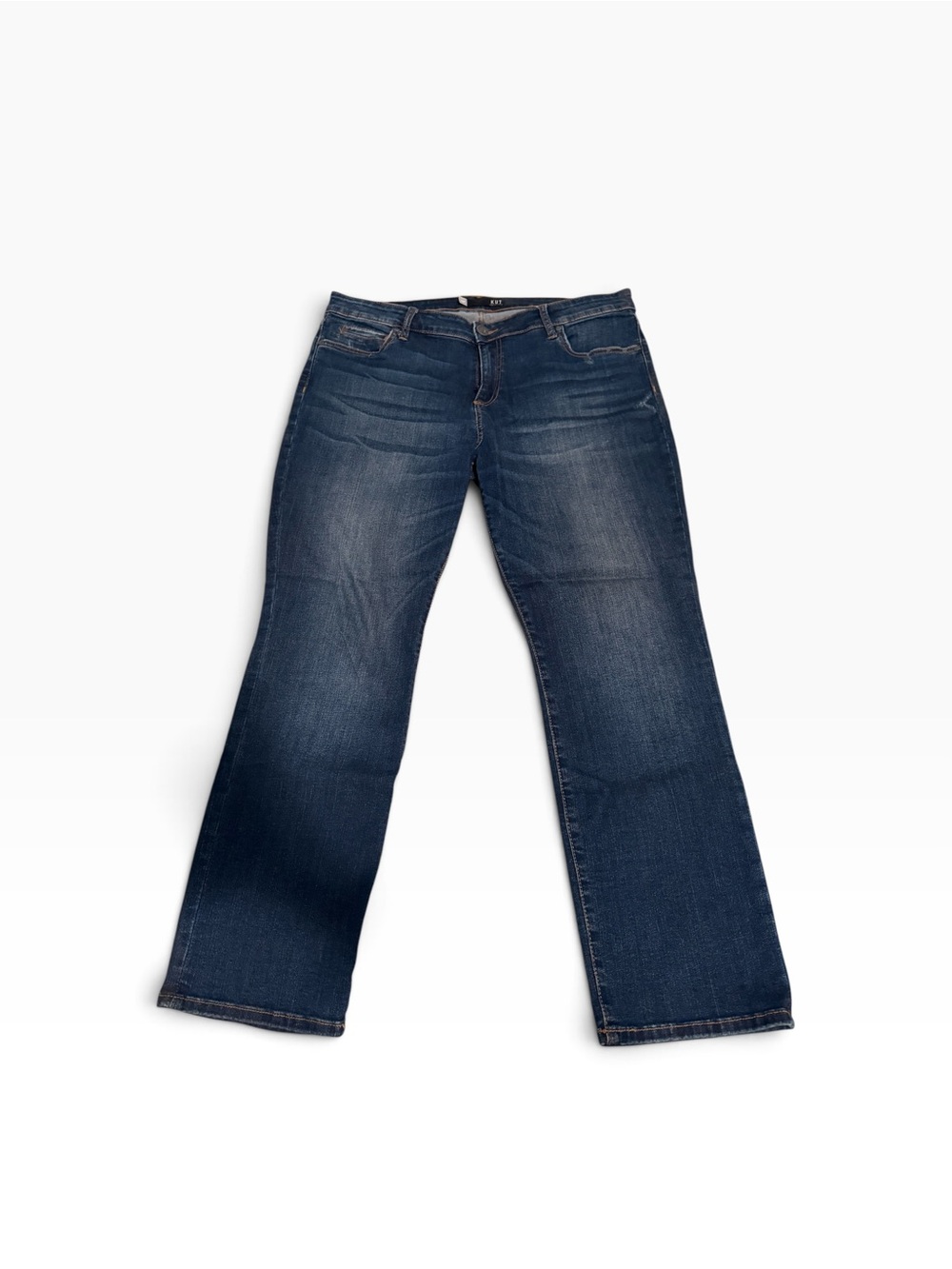 Kut from the Kloth Mid-Rise Dark Blue Flare Jeans 14 Petite NWOT